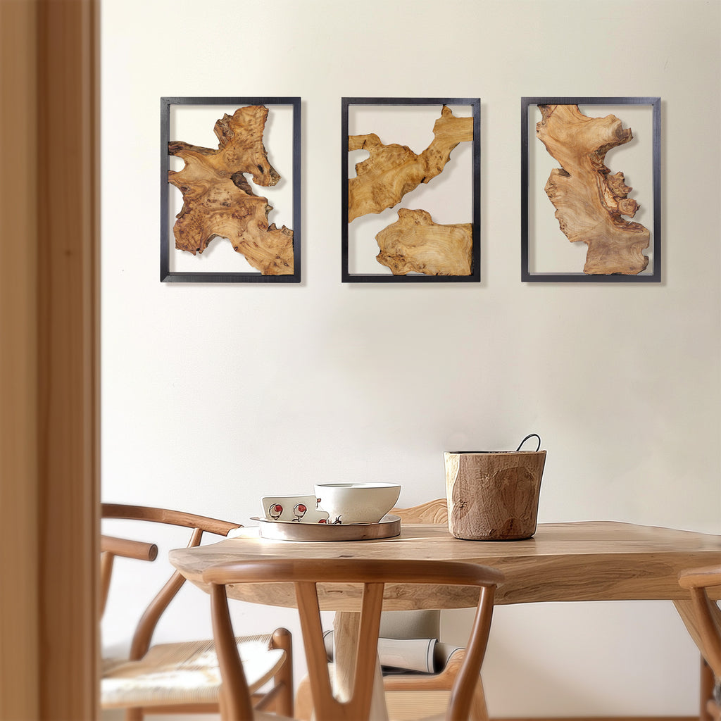 NAHARO Handcrafted Reclaimed Wood Wall Art – Set of 3