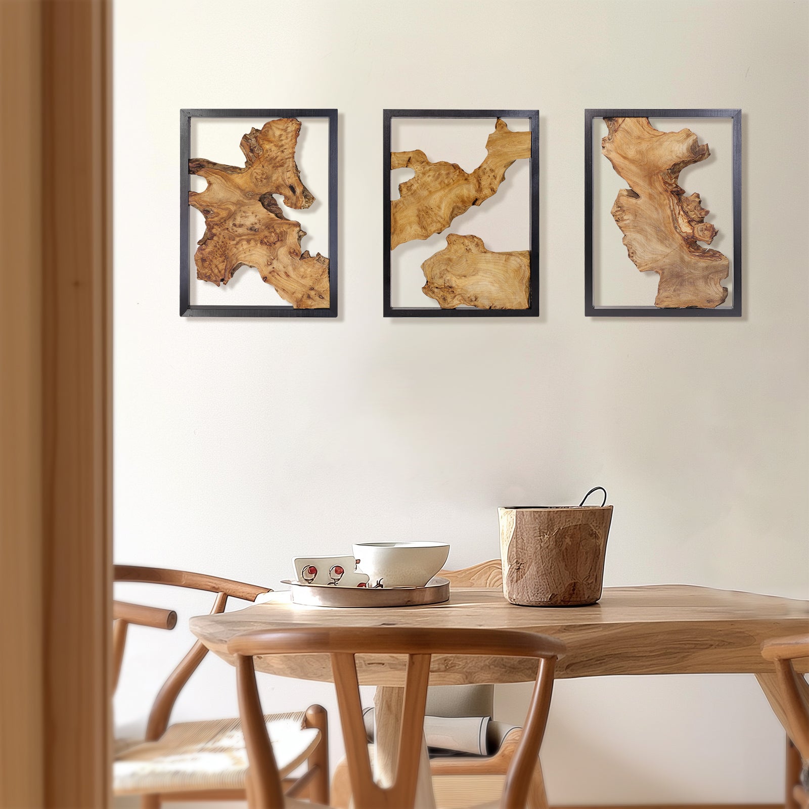 NAHARO Handcrafted Reclaimed Wood Wall Art – Set of 3