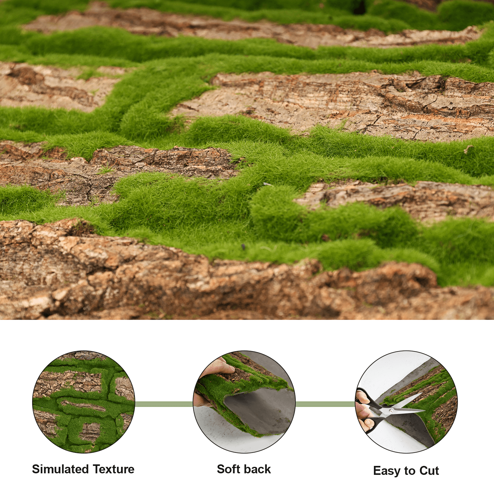 4-Pack Artificial Moss Bark Rolls – 39.4 × 19.7 in Cut-to-Fit Tree Wrap