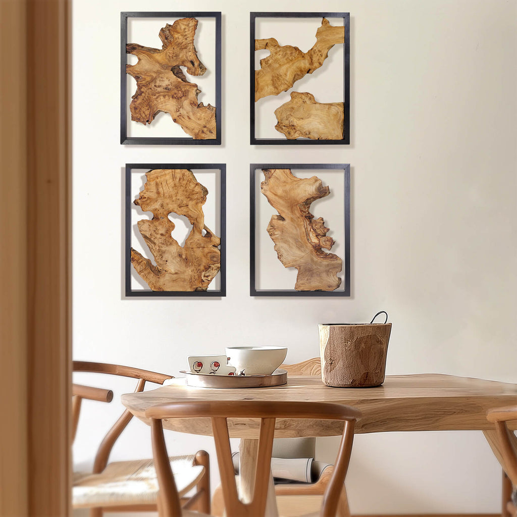 NAHARO Handcrafted Reclaimed Wood Wall Art – Set of 4