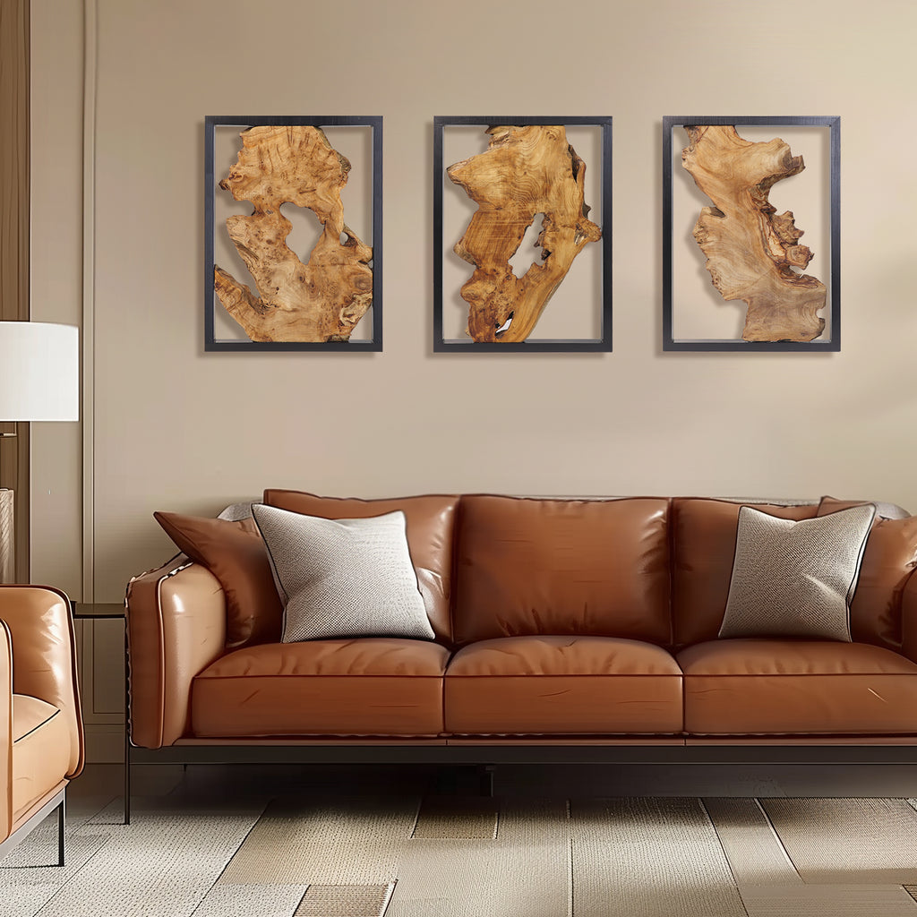NAHARO Handcrafted Reclaimed Wood Wall Art – Set of 3