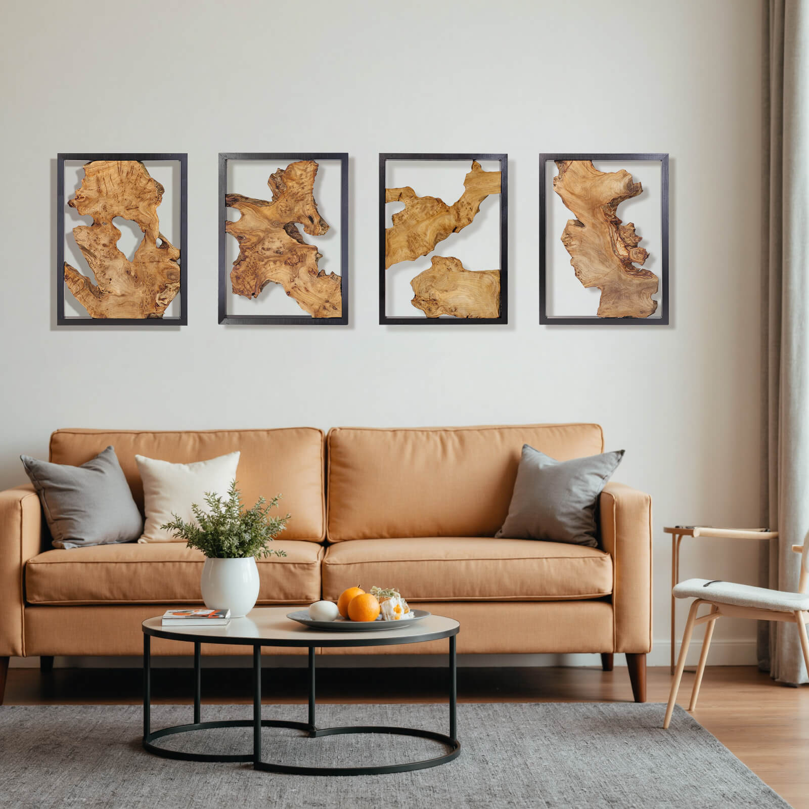NAHARO Handcrafted Reclaimed Wood Wall Art – Set of 4