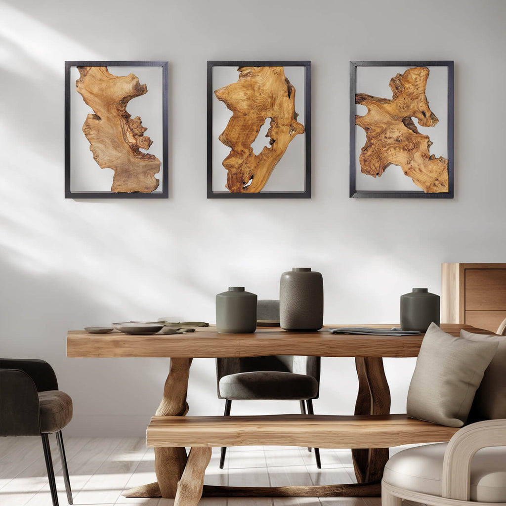 NAHARO Handcrafted Reclaimed Wood Wall Art – Set of 3