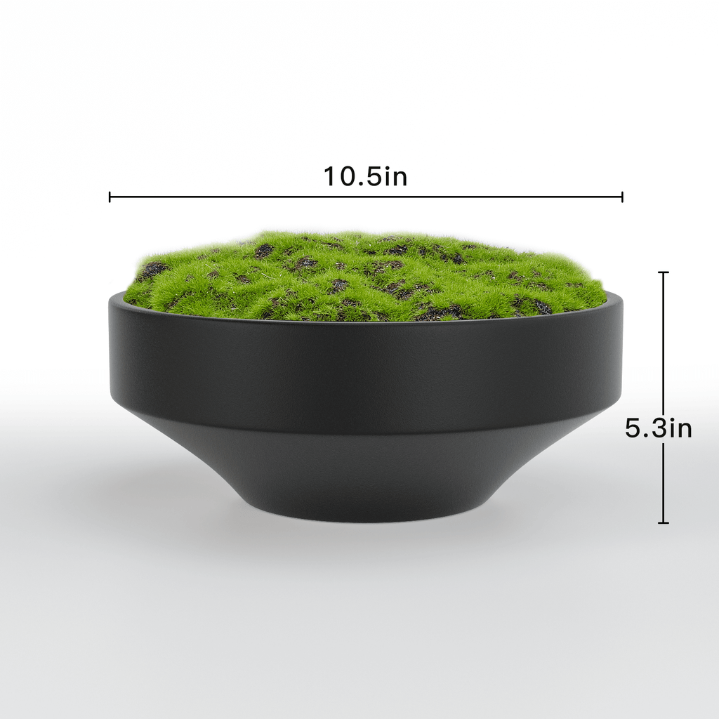 NAHARO Artificial Moss Bowl Centerpiece – Black Ceramic, 11 in