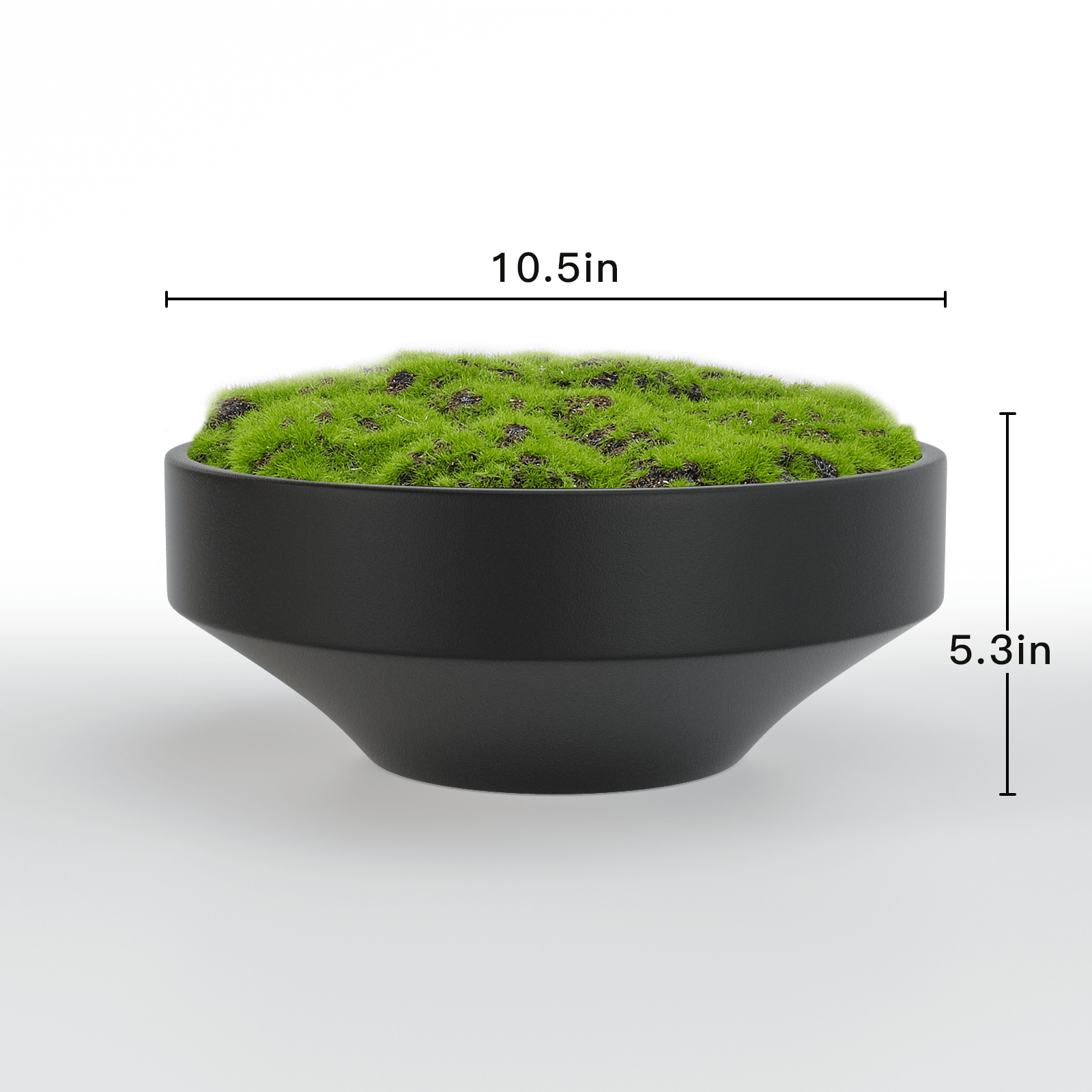 NAHARO Artificial Moss Bowl Centerpiece – Black Ceramic, 11 in