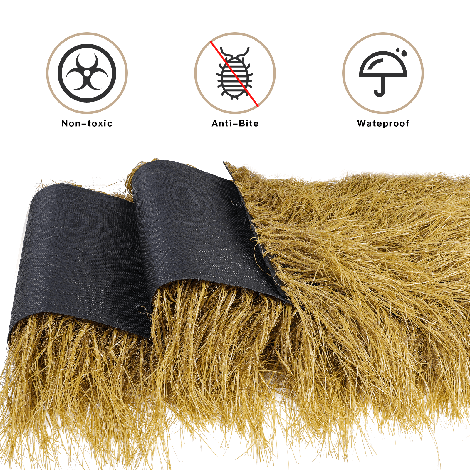 Artificial Thatch Grass Roll with Reinforced Backing