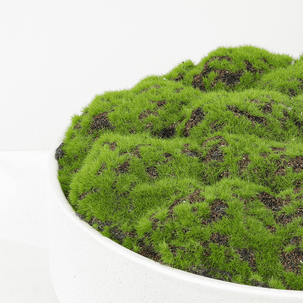 NAHARO Artificial Moss Bowl Centerpiece – White Ceramic, 11 in