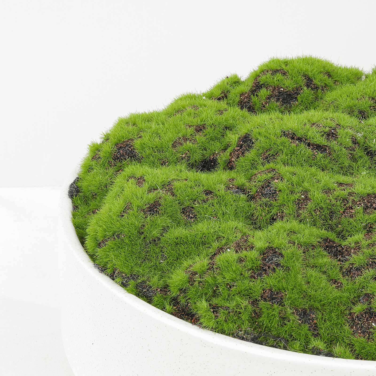 NAHARO Artificial Moss Bowl Centerpiece – White Ceramic, 11 in