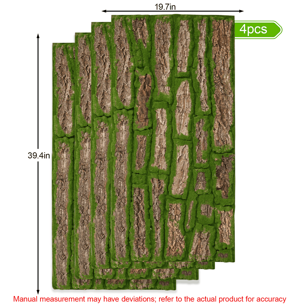 4-Pack Artificial Moss Bark Rolls – 39.4 × 19.7 in Cut-to-Fit Tree Wrap