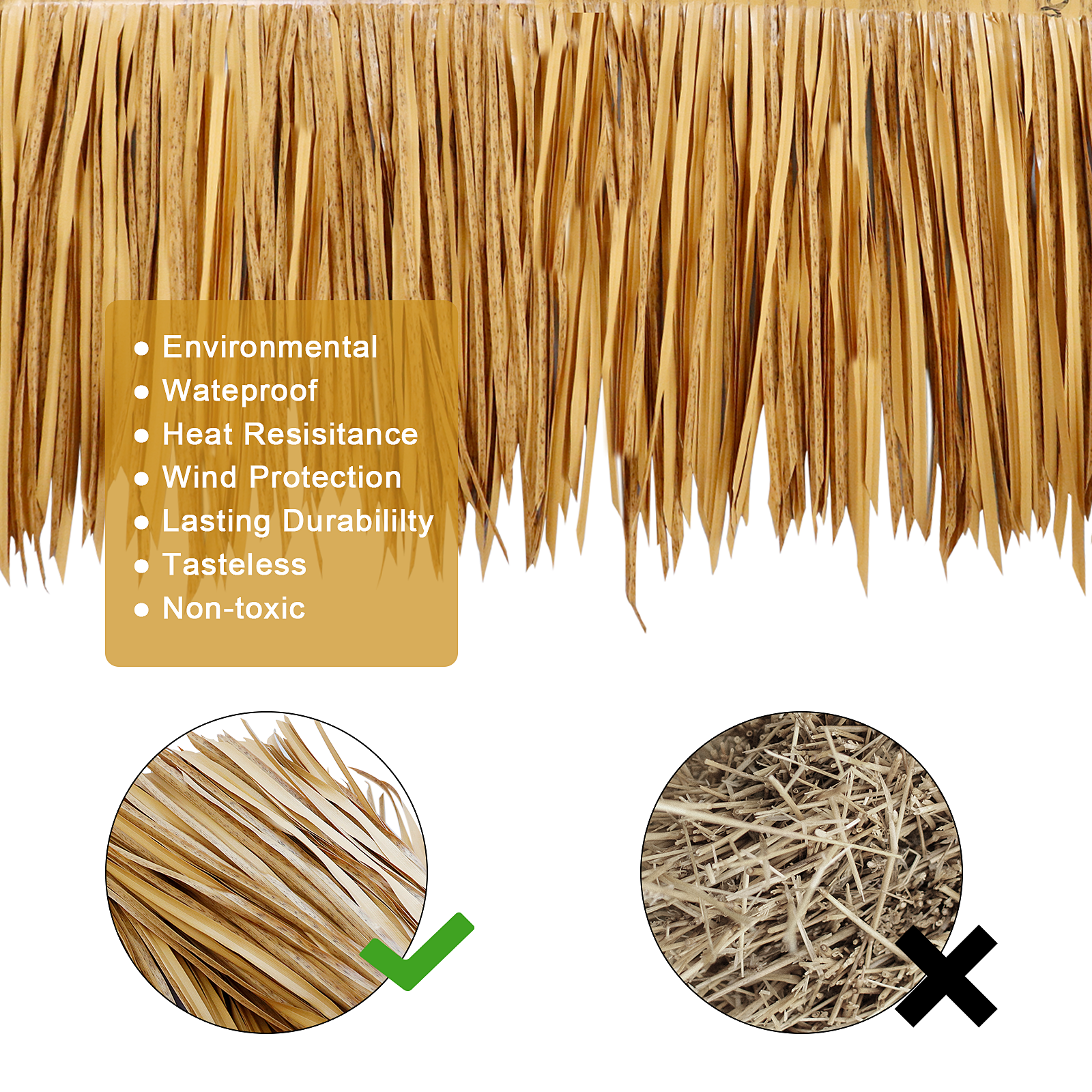 Artificial Palm Thatch Roll | Tiki Roof Cover for Garden, Patio & Tiki Bar