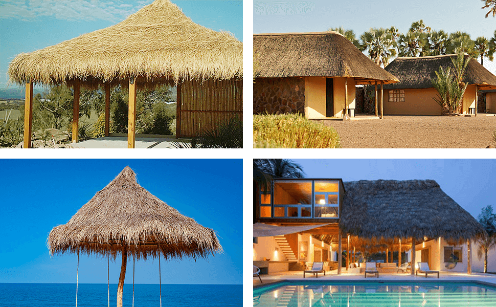 Artificial thatch used on tropical gazebos and resort structures