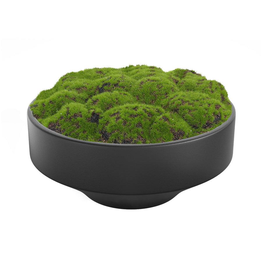 NAHARO artificial moss bowl in black ceramic, 11 x 5.3 inches