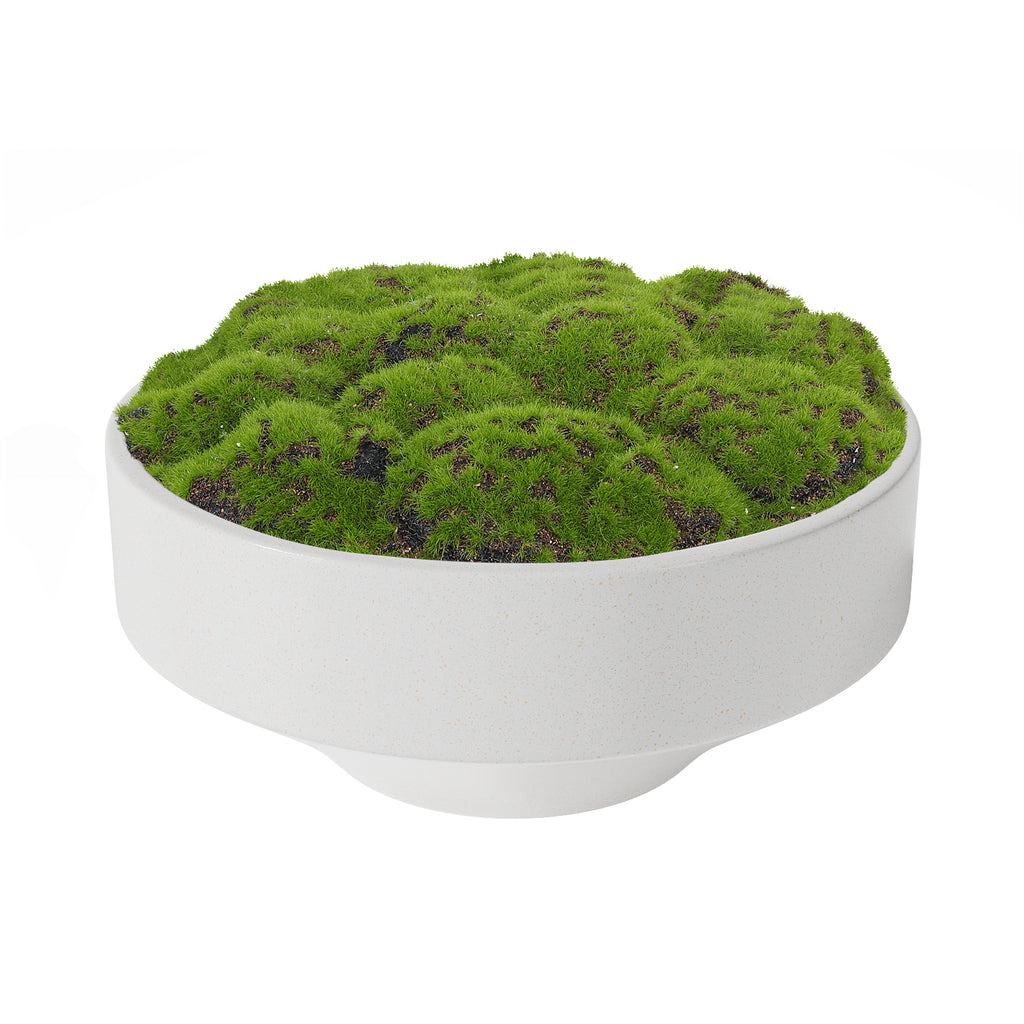 NAHARO artificial moss bowl in white ceramic, 11 x 5.3 inches