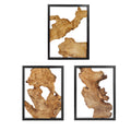 NAHARO handcrafted irregular reclaimed wood wall art, set of three