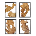 NAHARO handcrafted irregular reclaimed wood wall art, set of four