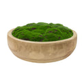 NAHARO round natural wood bowl with artificial moss, 10.5 inches